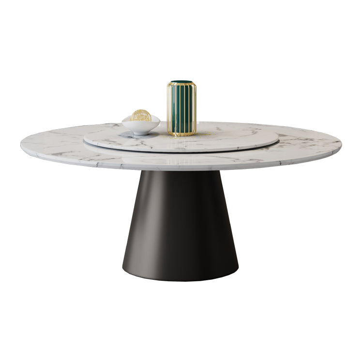 Round Dinette Table Modern Style Pedestal Dining Site Table with Turntable White Black Clearhalo ' dining_table' 'Dining Tables & Seating' 'Dining Tables' 'furn' 'furn_dining_table' 'Furniture' 'furniture_dining_table' 'Kitchen & Dining Furniture' 'kitchen&dining_furn' 'kitchen' 'kitchen_dining_table' 4467526