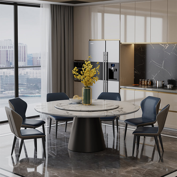 Round Dinette Table Modern Style Pedestal Dining Site Table with Turntable Clearhalo ' dining_table' 'Dining Tables & Seating' 'Dining Tables' 'furn' 'furn_dining_table' 'Furniture' 'furniture_dining_table' 'Kitchen & Dining Furniture' 'kitchen&dining_furn' 'kitchen' 'kitchen_dining_table' 4467528