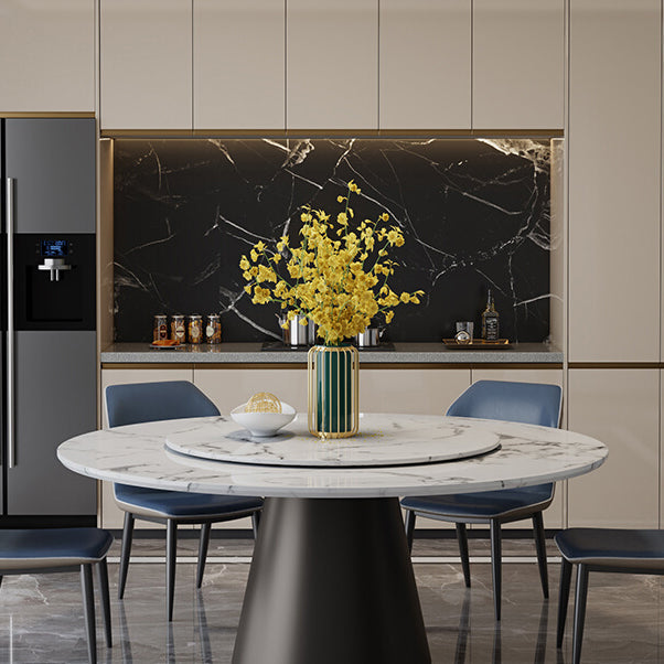 Round Dinette Table Modern Style Pedestal Dining Site Table with Turntable Clearhalo ' dining_table' 'Dining Tables & Seating' 'Dining Tables' 'furn' 'furn_dining_table' 'Furniture' 'furniture_dining_table' 'Kitchen & Dining Furniture' 'kitchen&dining_furn' 'kitchen' 'kitchen_dining_table' 4467529