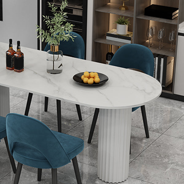 Oval Shape 3 Legs Modern Dining Table White Tone Fixed Table for Dining Room Clearhalo ' dining_table' 'Dining Tables & Seating' 'Dining Tables' 'furn' 'furn_dining_table' 'Furniture' 'furniture_dining_table' 'Kitchen & Dining Furniture' 'kitchen&dining_furn' 'kitchen' 'kitchen_dining_table' 4467541