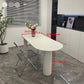 Oval Shape 3 Legs Modern Dining Table White Tone Fixed Table for Dining Room Clearhalo ' dining_table' 'Dining Tables & Seating' 'Dining Tables' 'furn' 'furn_dining_table' 'Furniture' 'furniture_dining_table' 'Kitchen & Dining Furniture' 'kitchen&dining_furn' 'kitchen' 'kitchen_dining_table' 4467546