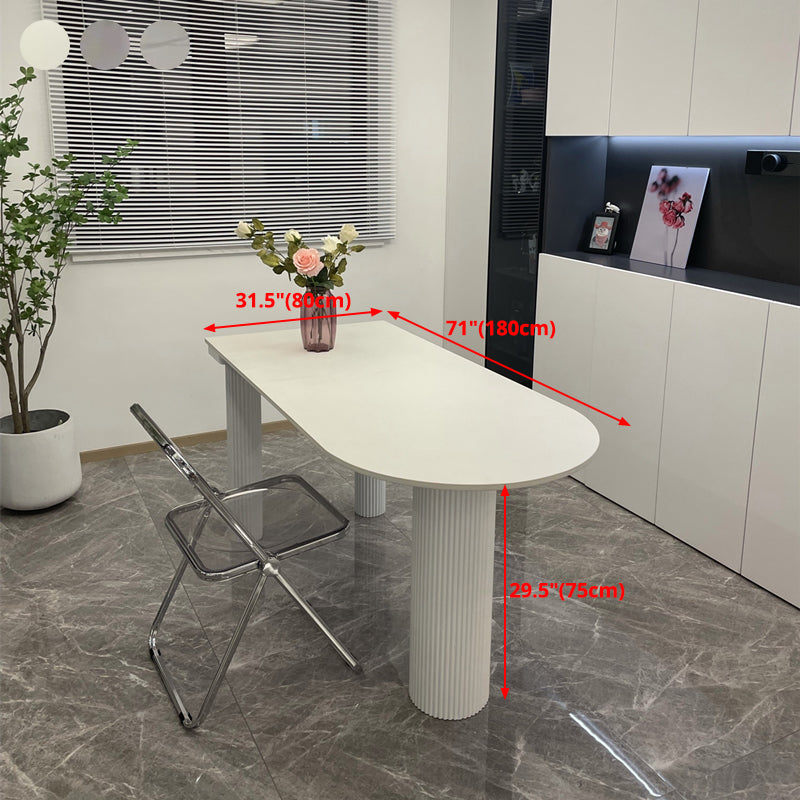 Oval Shape 3 Legs Modern Dining Table White Tone Fixed Table for Dining Room Clearhalo ' dining_table' 'Dining Tables & Seating' 'Dining Tables' 'furn' 'furn_dining_table' 'Furniture' 'furniture_dining_table' 'Kitchen & Dining Furniture' 'kitchen&dining_furn' 'kitchen' 'kitchen_dining_table' 4467549