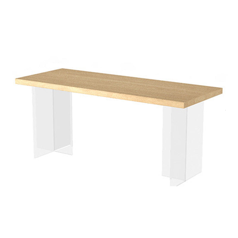 Modern Style Dining Table Rectangle Wooden Dining Table with Acrylic Base Natural Without Chairs Clearhalo ' dining_table' 'Dining Tables & Seating' 'Dining Tables' 'furn' 'furn_dining_table' 'Furniture' 'furniture_dining_table' 'Kitchen & Dining Furniture' 'kitchen&dining_furn' 'kitchen' 'kitchen_dining_table' 4467556