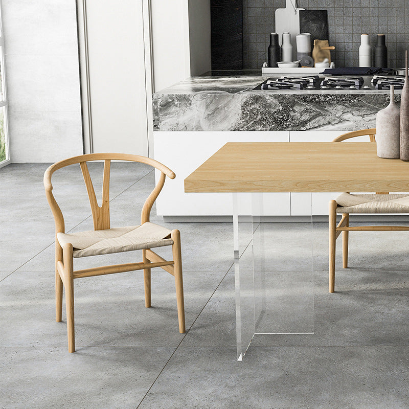 Modern Style Dining Table Rectangle Wooden Dining Table with Acrylic Base Clearhalo ' dining_table' 'Dining Tables & Seating' 'Dining Tables' 'furn' 'furn_dining_table' 'Furniture' 'furniture_dining_table' 'Kitchen & Dining Furniture' 'kitchen&dining_furn' 'kitchen' 'kitchen_dining_table' 4467558