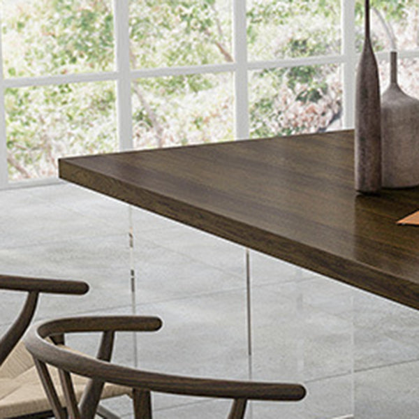 Modern Style Dining Table Rectangle Wooden Dining Table with Acrylic Base Clearhalo ' dining_table' 'Dining Tables & Seating' 'Dining Tables' 'furn' 'furn_dining_table' 'Furniture' 'furniture_dining_table' 'Kitchen & Dining Furniture' 'kitchen&dining_furn' 'kitchen' 'kitchen_dining_table' 4467561