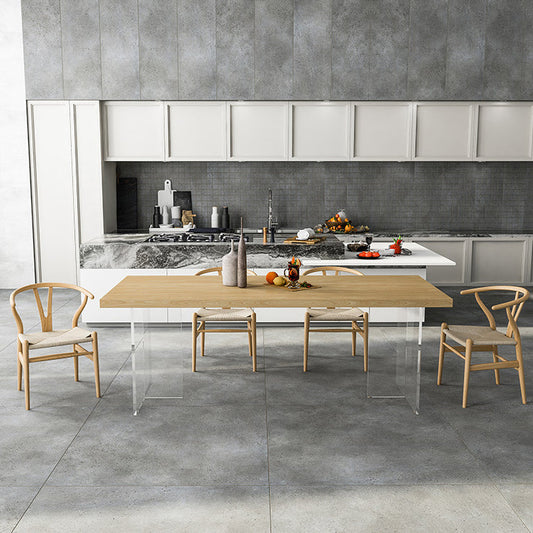 Modern Style Dining Table Rectangle Wooden Dining Table with Acrylic Base