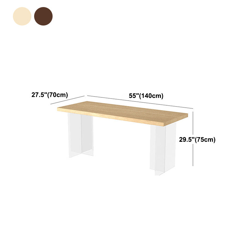 Modern Style Dining Table Rectangle Wooden Dining Table with Acrylic Base Clearhalo ' dining_table' 'Dining Tables & Seating' 'Dining Tables' 'furn' 'furn_dining_table' 'Furniture' 'furniture_dining_table' 'Kitchen & Dining Furniture' 'kitchen&dining_furn' 'kitchen' 'kitchen_dining_table' 4467568