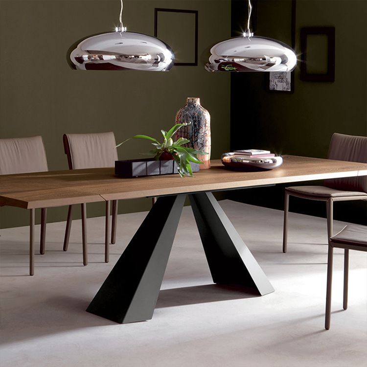 Solid Wood Top Dining Table Black Pedestal Base Dining Table 63"L x 27.6"W x 29.5"H Without Chairs Clearhalo ' dining_table' 'Dining Tables & Seating' 'Dining Tables' 'furn' 'furn_dining_table' 'Furniture' 'furniture_dining_table' 'Kitchen & Dining Furniture' 'kitchen&dining_furn' 'kitchen' 'kitchen_dining_table' 4467576