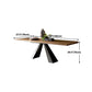 Solid Wood Top Dining Table Black Pedestal Base Dining Table Clearhalo ' dining_table' 'Dining Tables & Seating' 'Dining Tables' 'furn' 'furn_dining_table' 'Furniture' 'furniture_dining_table' 'Kitchen & Dining Furniture' 'kitchen&dining_furn' 'kitchen' 'kitchen_dining_table' 4467582