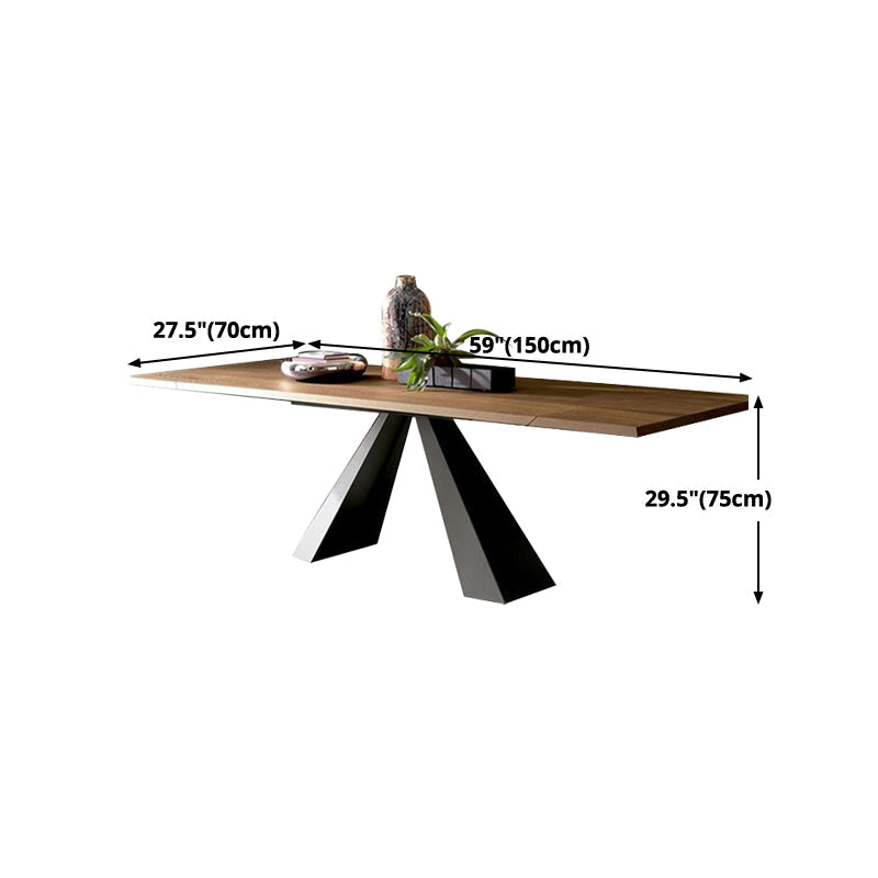 Solid Wood Top Dining Table Black Pedestal Base Dining Table Clearhalo ' dining_table' 'Dining Tables & Seating' 'Dining Tables' 'furn' 'furn_dining_table' 'Furniture' 'furniture_dining_table' 'Kitchen & Dining Furniture' 'kitchen&dining_furn' 'kitchen' 'kitchen_dining_table' 4467582