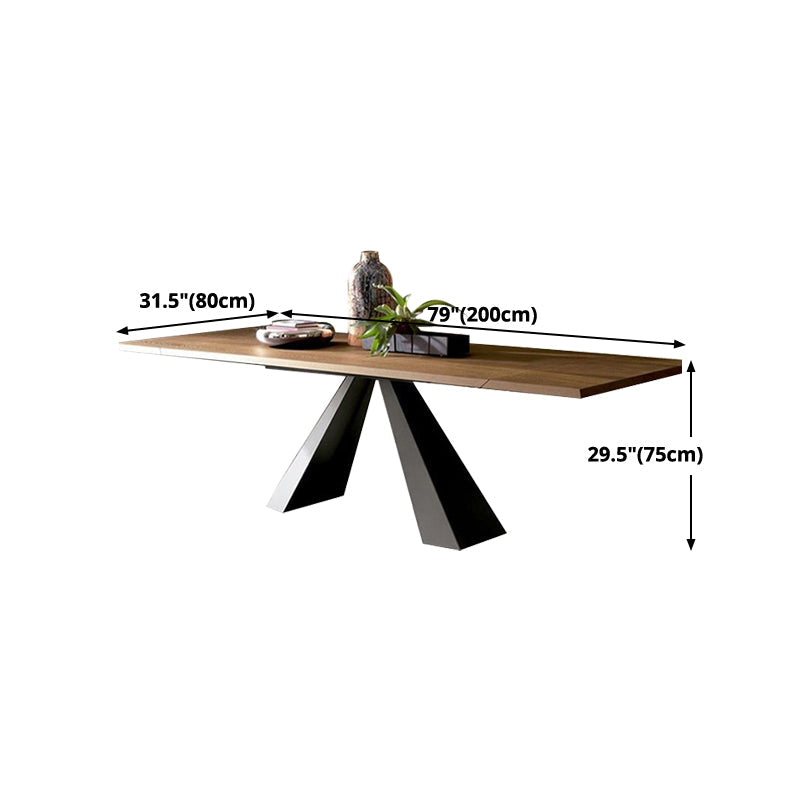Solid Wood Top Dining Table Black Pedestal Base Dining Table Clearhalo ' dining_table' 'Dining Tables & Seating' 'Dining Tables' 'furn' 'furn_dining_table' 'Furniture' 'furniture_dining_table' 'Kitchen & Dining Furniture' 'kitchen&dining_furn' 'kitchen' 'kitchen_dining_table' 4467585