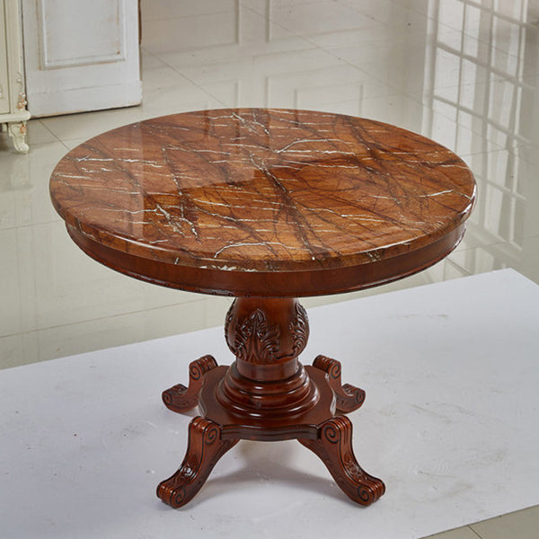 Round 4 Legs Victorian Style Dining Table Sintered Stone Fixed Table for Kitchen Brown Without Chairs Clearhalo ' dining_table' 'Dining Tables & Seating' 'Dining Tables' 'furn' 'furn_dining_table' 'Furniture' 'furniture_dining_table' 'Kitchen & Dining Furniture' 'kitchen&dining_furn' 'kitchen' 'kitchen_dining_table' 4467587