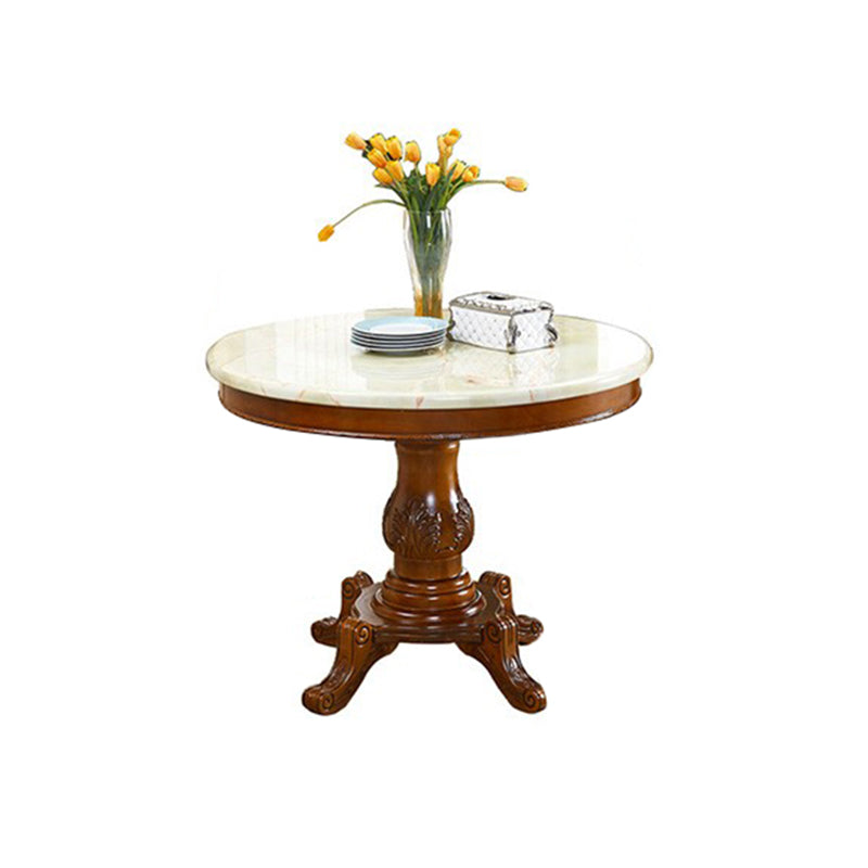 Round 4 Legs Victorian Style Dining Table Sintered Stone Fixed Table for Kitchen White Without Chairs Clearhalo ' dining_table' 'Dining Tables & Seating' 'Dining Tables' 'furn' 'furn_dining_table' 'Furniture' 'furniture_dining_table' 'Kitchen & Dining Furniture' 'kitchen&dining_furn' 'kitchen' 'kitchen_dining_table' 4467591