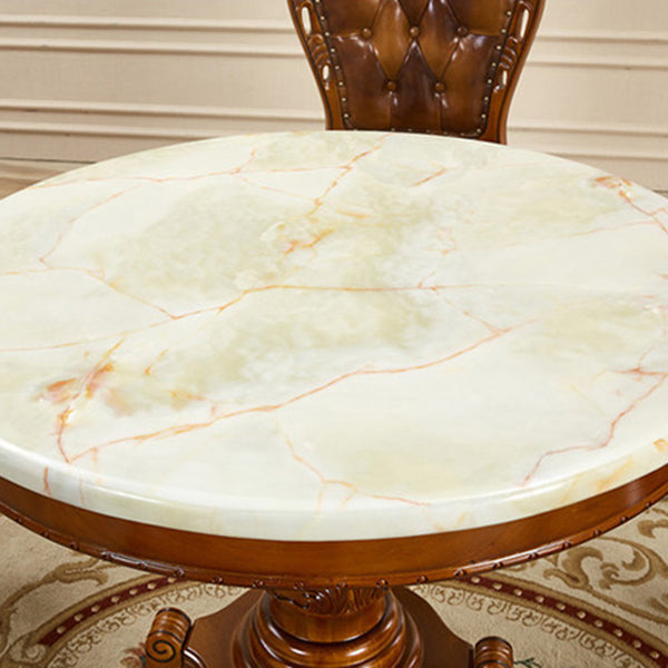 Round 4 Legs Victorian Style Dining Table Sintered Stone Fixed Table for Kitchen Clearhalo ' dining_table' 'Dining Tables & Seating' 'Dining Tables' 'furn' 'furn_dining_table' 'Furniture' 'furniture_dining_table' 'Kitchen & Dining Furniture' 'kitchen&dining_furn' 'kitchen' 'kitchen_dining_table' 4467593