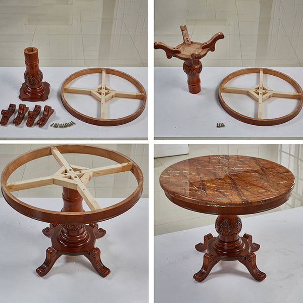Round 4 Legs Victorian Style Dining Table Sintered Stone Fixed Table for Kitchen Clearhalo ' dining_table' 'Dining Tables & Seating' 'Dining Tables' 'furn' 'furn_dining_table' 'Furniture' 'furniture_dining_table' 'Kitchen & Dining Furniture' 'kitchen&dining_furn' 'kitchen' 'kitchen_dining_table' 4467595