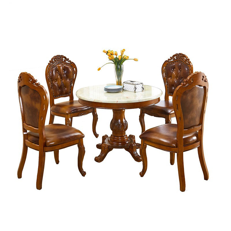 Round 4 Legs Victorian Style Dining Table Sintered Stone Fixed Table for Kitchen Clearhalo ' dining_table' 'Dining Tables & Seating' 'Dining Tables' 'furn' 'furn_dining_table' 'Furniture' 'furniture_dining_table' 'Kitchen & Dining Furniture' 'kitchen&dining_furn' 'kitchen' 'kitchen_dining_table' 4467596
