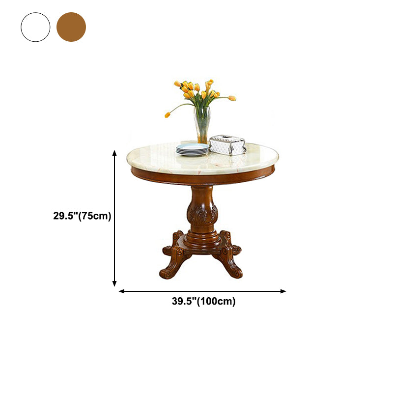 Round 4 Legs Victorian Style Dining Table Sintered Stone Fixed Table for Kitchen Clearhalo ' dining_table' 'Dining Tables & Seating' 'Dining Tables' 'furn' 'furn_dining_table' 'Furniture' 'furniture_dining_table' 'Kitchen & Dining Furniture' 'kitchen&dining_furn' 'kitchen' 'kitchen_dining_table' 4467599