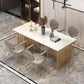 Traditional Luxury Dining Table Sintered Stone Table with Gold Frame for Home Use Gold 63"L x 31.5"W x 29.5"H Without Chairs Clearhalo ' dining_table' 'Dining Tables & Seating' 'Dining Tables' 'furn' 'furn_dining_table' 'Furniture' 'furniture_dining_table' 'Kitchen & Dining Furniture' 'kitchen&dining_furn' 'kitchen' 'kitchen_dining_table' 4467628