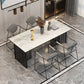 Traditional Luxury Dining Table Sintered Stone Table with Gold Frame for Home Use Black 63"L x 31.5"W x 29.5"H Without Chairs Clearhalo ' dining_table' 'Dining Tables & Seating' 'Dining Tables' 'furn' 'furn_dining_table' 'Furniture' 'furniture_dining_table' 'Kitchen & Dining Furniture' 'kitchen&dining_furn' 'kitchen' 'kitchen_dining_table' 4467631
