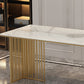 Traditional Luxury Dining Table Sintered Stone Table with Gold Frame for Home Use Clearhalo ' dining_table' 'Dining Tables & Seating' 'Dining Tables' 'furn' 'furn_dining_table' 'Furniture' 'furniture_dining_table' 'Kitchen & Dining Furniture' 'kitchen&dining_furn' 'kitchen' 'kitchen_dining_table' 4467634