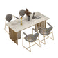 Traditional Luxury Dining Table Sintered Stone Table with Gold Frame for Home Use Clearhalo ' dining_table' 'Dining Tables & Seating' 'Dining Tables' 'furn' 'furn_dining_table' 'Furniture' 'furniture_dining_table' 'Kitchen & Dining Furniture' 'kitchen&dining_furn' 'kitchen' 'kitchen_dining_table' 4467637