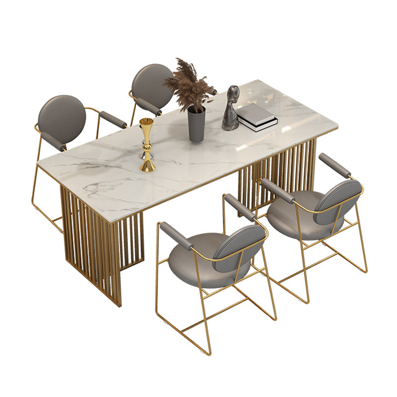Traditional Luxury Dining Table Sintered Stone Table with Gold Frame for Home Use Clearhalo ' dining_table' 'Dining Tables & Seating' 'Dining Tables' 'furn' 'furn_dining_table' 'Furniture' 'furniture_dining_table' 'Kitchen & Dining Furniture' 'kitchen&dining_furn' 'kitchen' 'kitchen_dining_table' 4467637