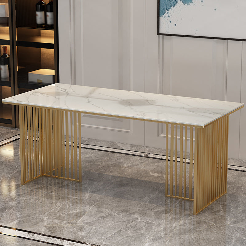 Traditional Luxury Dining Table Sintered Stone Table with Gold Frame for Home Use Clearhalo ' dining_table' 'Dining Tables & Seating' 'Dining Tables' 'furn' 'furn_dining_table' 'Furniture' 'furniture_dining_table' 'Kitchen & Dining Furniture' 'kitchen&dining_furn' 'kitchen' 'kitchen_dining_table' 4467638