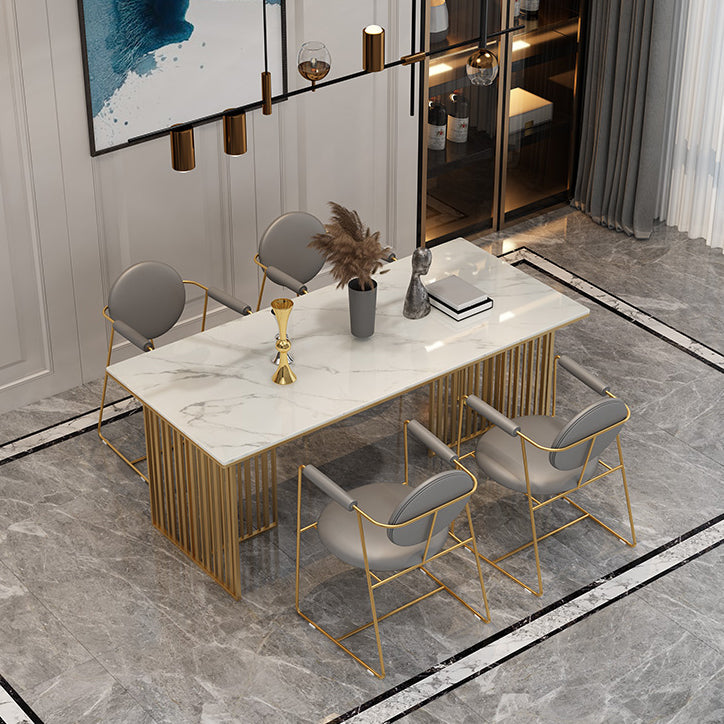 Traditional Luxury Dining Table Sintered Stone Table with Gold Frame for Home Use Clearhalo ' dining_table' 'Dining Tables & Seating' 'Dining Tables' 'furn' 'furn_dining_table' 'Furniture' 'furniture_dining_table' 'Kitchen & Dining Furniture' 'kitchen&dining_furn' 'kitchen' 'kitchen_dining_table' 4467639
