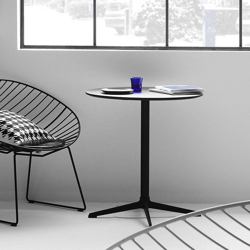 4-foot MDF Dining Site Table Industrial Style Dining Table for Dining Room Round Black 23.6"L x 23.6"W x 29.5"H Clearhalo ' dining_table' 'Dining Tables & Seating' 'Dining Tables' 'furn' 'furn_dining_table' 'Furniture' 'furniture_dining_table' 'Kitchen & Dining Furniture' 'kitchen&dining_furn' 'kitchen' 'kitchen_dining_table' 4467696