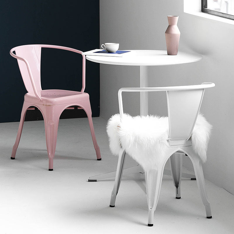 4-foot MDF Dining Site Table Industrial Style Dining Table for Dining Room Round White 23.6"L x 23.6"W x 29.5"H Clearhalo ' dining_table' 'Dining Tables & Seating' 'Dining Tables' 'furn' 'furn_dining_table' 'Furniture' 'furniture_dining_table' 'Kitchen & Dining Furniture' 'kitchen&dining_furn' 'kitchen' 'kitchen_dining_table' 4467697