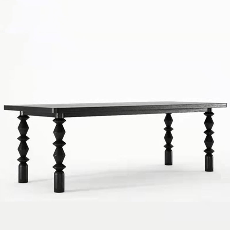 Rectangle Shape Casual Dining Table Solid Wood Fixed Table for Restaurant Black 55.1"L x 27.6"W x 29.5"H Without Chairs Clearhalo ' dining_table' 'Dining Tables & Seating' 'Dining Tables' 'furn' 'furn_dining_table' 'Furniture' 'furniture_dining_table' 'Kitchen & Dining Furniture' 'kitchen&dining_furn' 'kitchen' 'kitchen_dining_table' 4467711