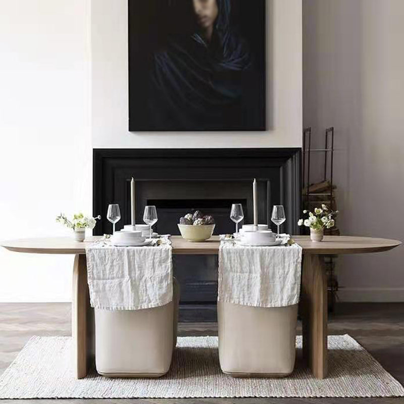 Simplicity Double Pedestal Table Oval Solid Pinewood Dining Table 59.1"L x 27.6"W x 29.5"H Without Chairs Clearhalo ' dining_table' 'Dining Tables & Seating' 'Dining Tables' 'furn' 'furn_dining_table' 'Furniture' 'furniture_dining_table' 'Kitchen & Dining Furniture' 'kitchen&dining_furn' 'kitchen' 'kitchen_dining_table' 4467730