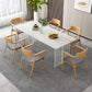 Modern Dining Table Rectangle Stone Top Table with Sled Base White 63"L x 31.5"W x 29.5"H Without Chairs Clearhalo ' dining_table' 'Dining Tables & Seating' 'Dining Tables' 'furn' 'furn_dining_table' 'Furniture' 'furniture_dining_table' 'Kitchen & Dining Furniture' 'kitchen&dining_furn' 'kitchen' 'kitchen_dining_table' 4467744