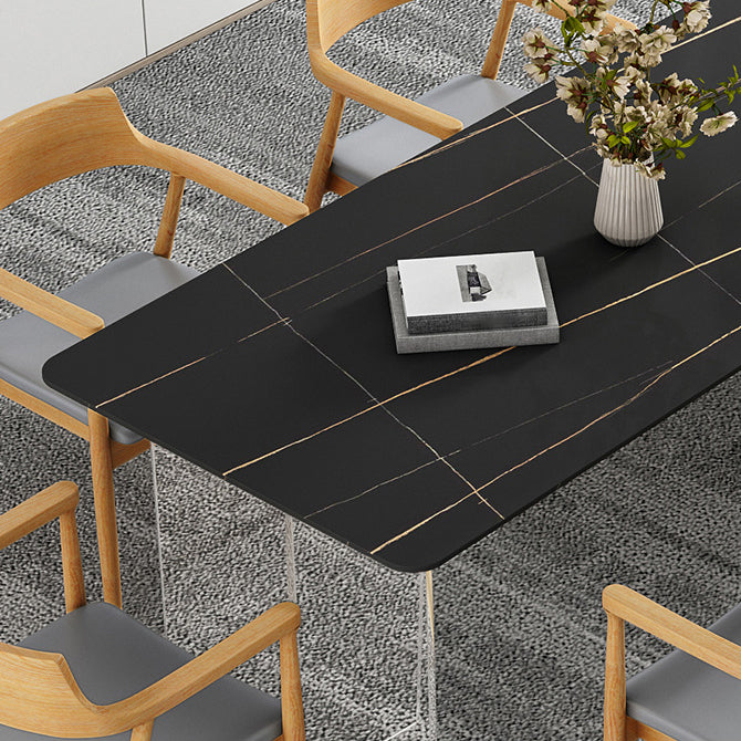 Modern Dining Table Rectangle Stone Top Table with Sled Base Clearhalo ' dining_table' 'Dining Tables & Seating' 'Dining Tables' 'furn' 'furn_dining_table' 'Furniture' 'furniture_dining_table' 'Kitchen & Dining Furniture' 'kitchen&dining_furn' 'kitchen' 'kitchen_dining_table' 4467749