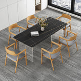 Modern Dining Table Rectangle Stone Top Table with Sled Base Clearhalo ' dining_table' 'Dining Tables & Seating' 'Dining Tables' 'furn' 'furn_dining_table' 'Furniture' 'furniture_dining_table' 'Kitchen & Dining Furniture' 'kitchen&dining_furn' 'kitchen' 'kitchen_dining_table' 4467751