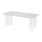 Modern Dining Table Rectangle Stone Top Table with Sled Base White Without Chairs Clearhalo ' dining_table' 'Dining Tables & Seating' 'Dining Tables' 'furn' 'furn_dining_table' 'Furniture' 'furniture_dining_table' 'Kitchen & Dining Furniture' 'kitchen&dining_furn' 'kitchen' 'kitchen_dining_table' 4467752