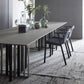 Industrial Rectangle Home Furniture Stone Double Pedestal Dining Table for Home Black 70.9"L x 35.4"W x 29.5"H Without Chairs Clearhalo ' dining_table' 'Dining Tables & Seating' 'Dining Tables' 'furn' 'furn_dining_table' 'Furniture' 'furniture_dining_table' 'Kitchen & Dining Furniture' 'kitchen&dining_furn' 'kitchen' 'kitchen_dining_table' 4467779