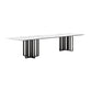 Industrial Rectangle Home Furniture Stone Double Pedestal Dining Table for Home Black White Without Chairs Clearhalo ' dining_table' 'Dining Tables & Seating' 'Dining Tables' 'furn' 'furn_dining_table' 'Furniture' 'furniture_dining_table' 'Kitchen & Dining Furniture' 'kitchen&dining_furn' 'kitchen' 'kitchen_dining_table' 4467782