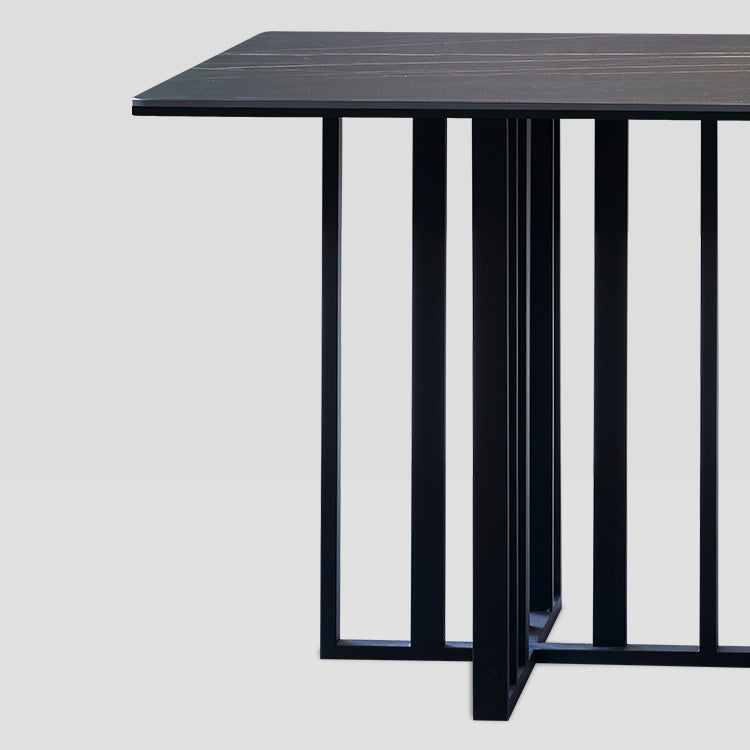 Industrial Rectangle Home Furniture Stone Double Pedestal Dining Table for Home Clearhalo ' dining_table' 'Dining Tables & Seating' 'Dining Tables' 'furn' 'furn_dining_table' 'Furniture' 'furniture_dining_table' 'Kitchen & Dining Furniture' 'kitchen&dining_furn' 'kitchen' 'kitchen_dining_table' 4467785