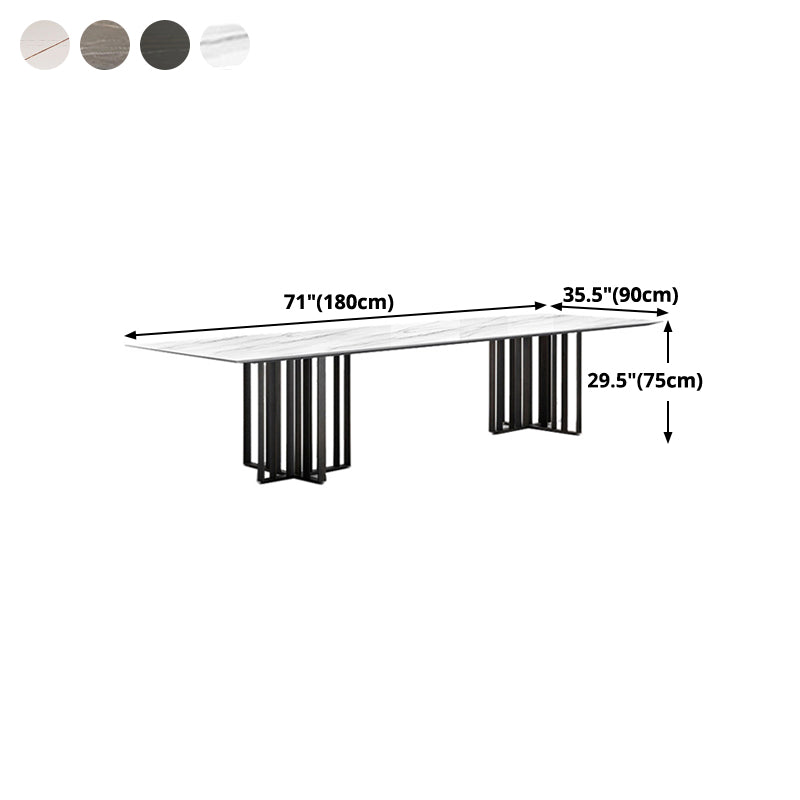 Industrial Rectangle Home Furniture Stone Double Pedestal Dining Table for Home Clearhalo ' dining_table' 'Dining Tables & Seating' 'Dining Tables' 'furn' 'furn_dining_table' 'Furniture' 'furniture_dining_table' 'Kitchen & Dining Furniture' 'kitchen&dining_furn' 'kitchen' 'kitchen_dining_table' 4467789