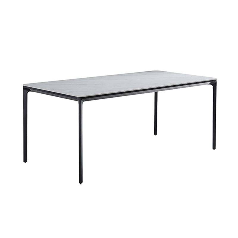 Rectangle Industrial Dining Table Sintered Stone Fixed Table with 4 Legs White 78.7"L x 31.5"W x 29.5"H Without Chairs Clearhalo ' dining_table' 'Dining Tables & Seating' 'Dining Tables' 'furn' 'furn_dining_table' 'Furniture' 'furniture_dining_table' 'Kitchen & Dining Furniture' 'kitchen&dining_furn' 'kitchen' 'kitchen_dining_table' 4467797