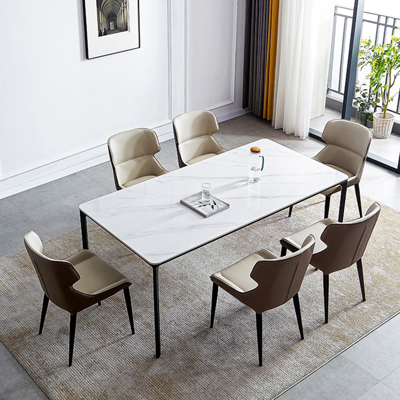 Rectangle Industrial Dining Table Sintered Stone Fixed Table with 4 Legs Clearhalo ' dining_table' 'Dining Tables & Seating' 'Dining Tables' 'furn' 'furn_dining_table' 'Furniture' 'furniture_dining_table' 'Kitchen & Dining Furniture' 'kitchen&dining_furn' 'kitchen' 'kitchen_dining_table' 4467803