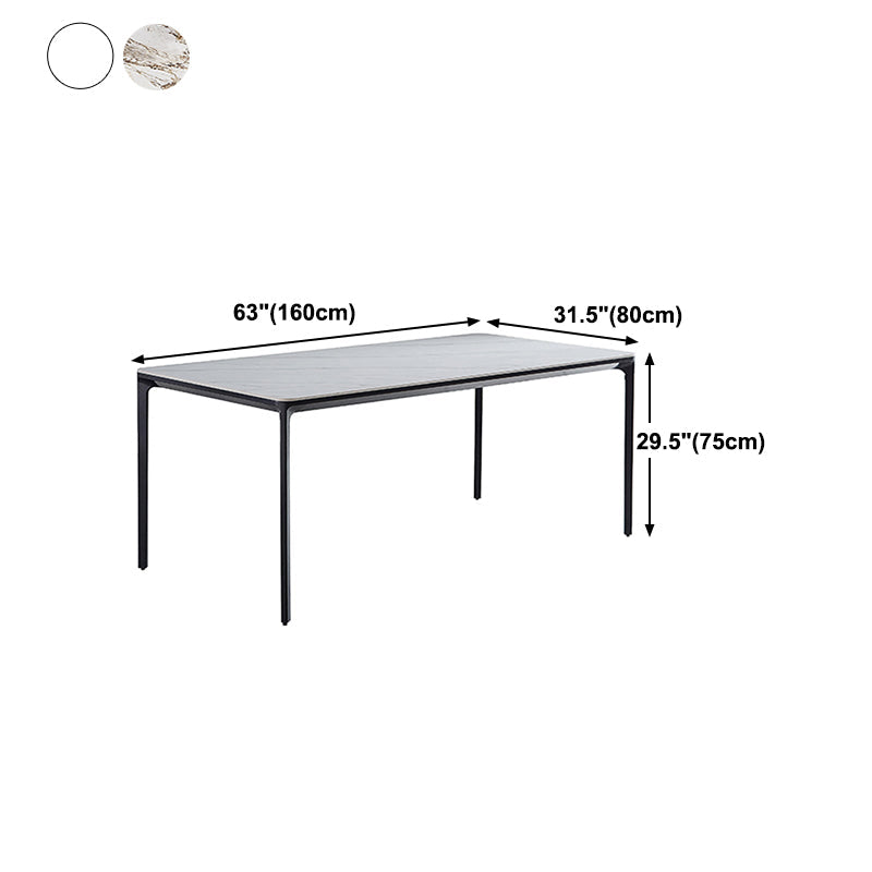 Rectangle Industrial Dining Table Sintered Stone Fixed Table with 4 Legs Clearhalo ' dining_table' 'Dining Tables & Seating' 'Dining Tables' 'furn' 'furn_dining_table' 'Furniture' 'furniture_dining_table' 'Kitchen & Dining Furniture' 'kitchen&dining_furn' 'kitchen' 'kitchen_dining_table' 4467806