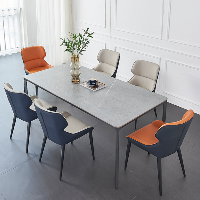 Rectangle Dining Table Sintered Stone Table Industrial Style with 4 Legs Gray Without Chairs Clearhalo ' dining_table' 'Dining Tables & Seating' 'Dining Tables' 'furn' 'furn_dining_table' 'Furniture' 'furniture_dining_table' 'Kitchen & Dining Furniture' 'kitchen&dining_furn' 'kitchen' 'kitchen_dining_table' 4467810
