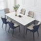Rectangle Dining Table Sintered Stone Table Industrial Style with 4 Legs White Without Chairs Clearhalo ' dining_table' 'Dining Tables & Seating' 'Dining Tables' 'furn' 'furn_dining_table' 'Furniture' 'furniture_dining_table' 'Kitchen & Dining Furniture' 'kitchen&dining_furn' 'kitchen' 'kitchen_dining_table' 4467811