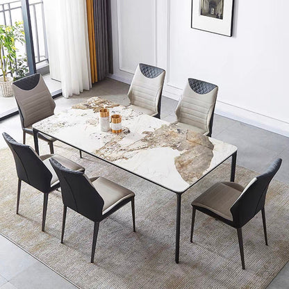 Rectangle Dining Table Sintered Stone Table Industrial Style with 4 Legs Brown Without Chairs Clearhalo ' dining_table' 'Dining Tables & Seating' 'Dining Tables' 'furn' 'furn_dining_table' 'Furniture' 'furniture_dining_table' 'Kitchen & Dining Furniture' 'kitchen&dining_furn' 'kitchen' 'kitchen_dining_table' 4467812