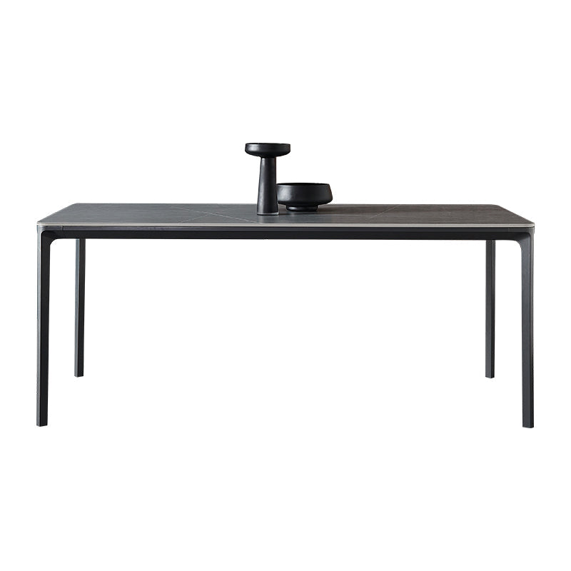 Rectangle Dining Table Sintered Stone Table Industrial Style with 4 Legs Gray 78.7"L x 31.5"W x 29.5"H Without Chairs Clearhalo ' dining_table' 'Dining Tables & Seating' 'Dining Tables' 'furn' 'furn_dining_table' 'Furniture' 'furniture_dining_table' 'Kitchen & Dining Furniture' 'kitchen&dining_furn' 'kitchen' 'kitchen_dining_table' 4467815