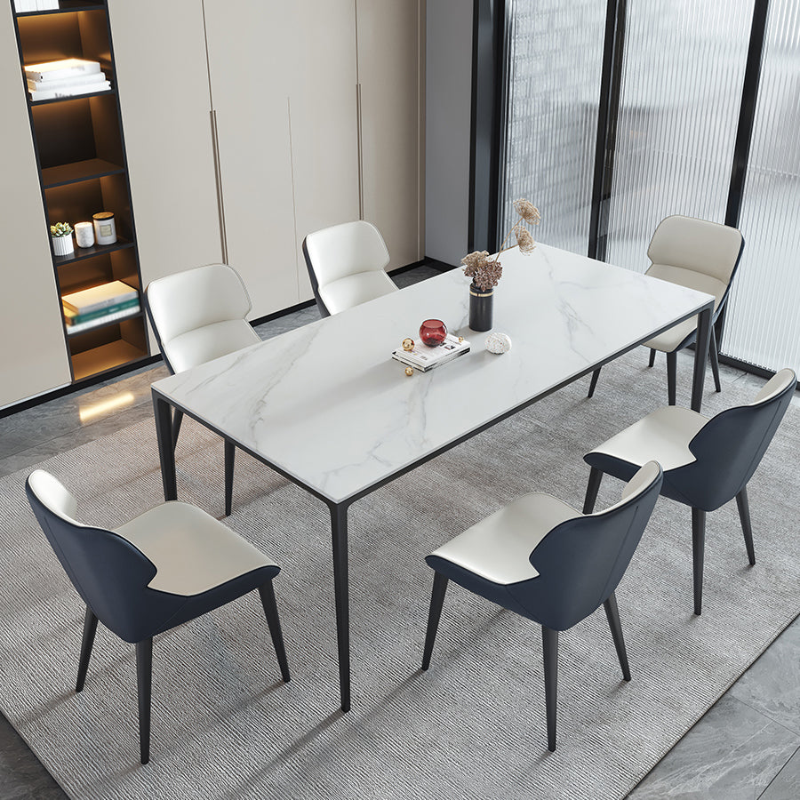 Sintered Stone Dining Table Industrial Style 4 Legs Table for Dining Room White Without Chairs Clearhalo ' dining_table' 'Dining Tables & Seating' 'Dining Tables' 'furn' 'furn_dining_table' 'Furniture' 'furniture_dining_table' 'Kitchen & Dining Furniture' 'kitchen&dining_furn' 'kitchen' 'kitchen_dining_table' 4467825