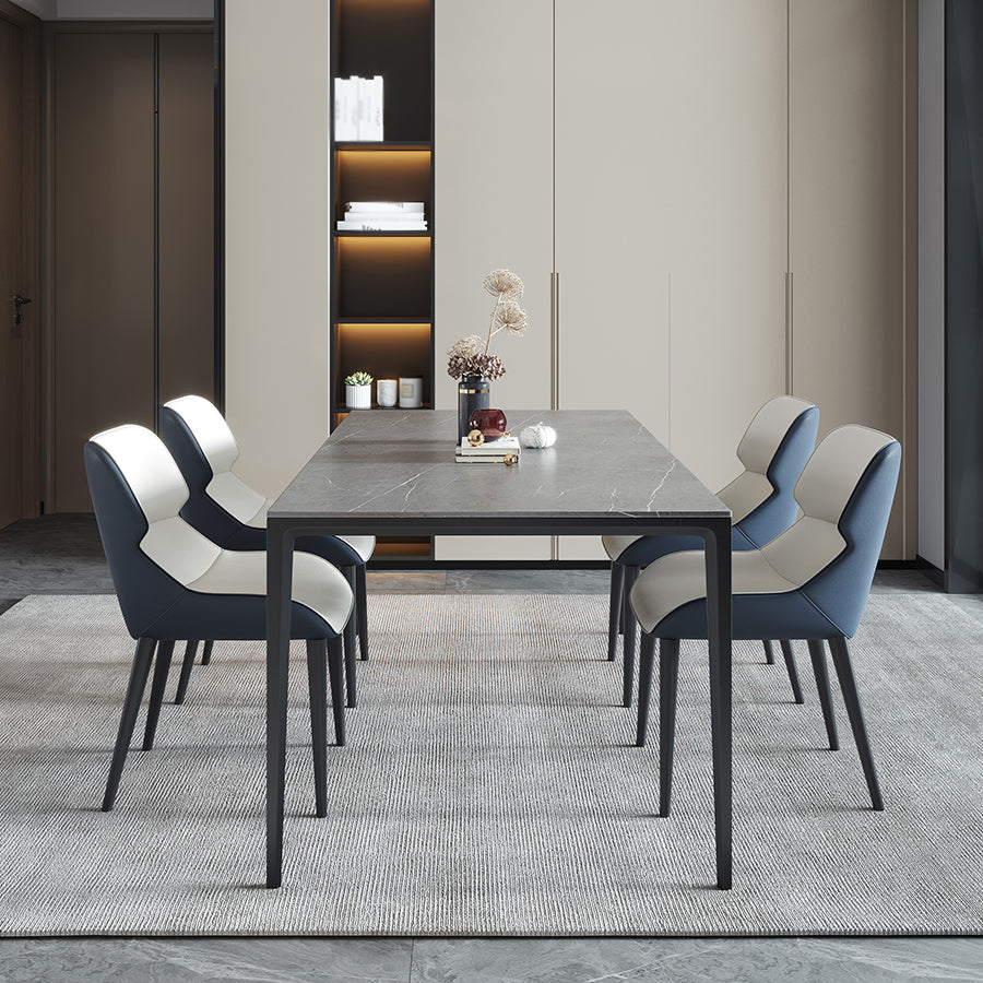 Sintered Stone Dining Table Industrial Style 4 Legs Table for Dining Room Gray 63"L x 31.5"W x 29.5"H Without Chairs Clearhalo ' dining_table' 'Dining Tables & Seating' 'Dining Tables' 'furn' 'furn_dining_table' 'Furniture' 'furniture_dining_table' 'Kitchen & Dining Furniture' 'kitchen&dining_furn' 'kitchen' 'kitchen_dining_table' 4467827