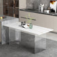 Modern Dining Table Rectangle Sintered Stone Table with Acrylic Base for Kitchen White Gold Without Chairs Clearhalo ' dining_table' 'Dining Tables & Seating' 'Dining Tables' 'furn' 'furn_dining_table' 'Furniture' 'furniture_dining_table' 'Kitchen & Dining Furniture' 'kitchen&dining_furn' 'kitchen' 'kitchen_dining_table' 4467838